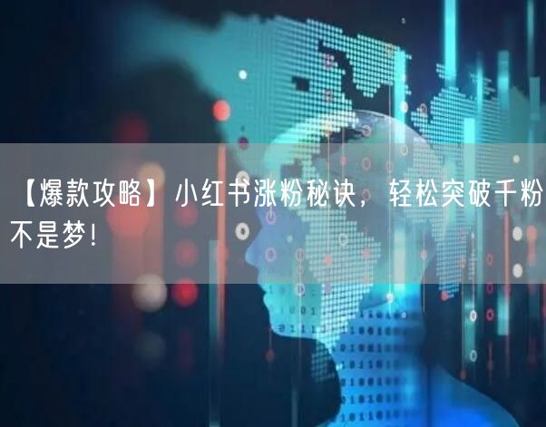 【爆款攻略】小红书涨粉秘诀，轻松突破千粉不是梦！