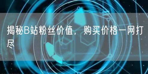 揭秘B站粉丝价值，购买价格一网打尽