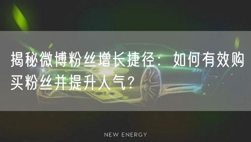 揭秘微博粉丝增长捷径：如何有效购买粉丝并提升人气？