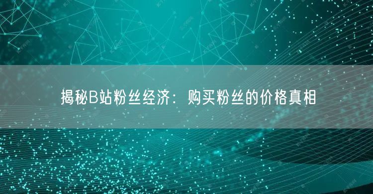 揭秘B站粉丝经济：购买粉丝的价格真相