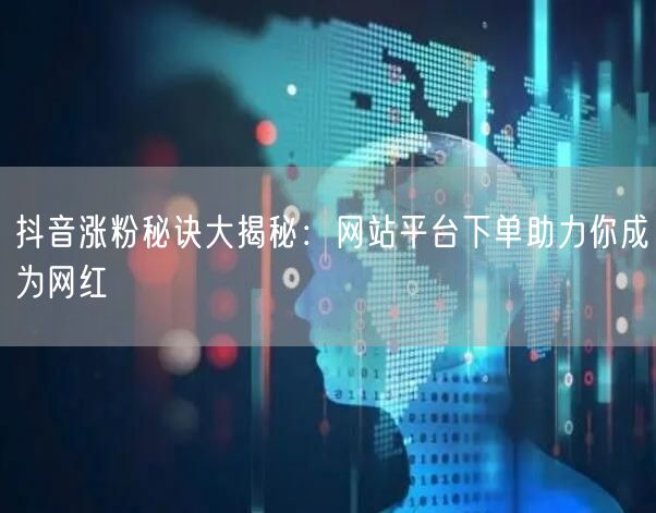 抖音涨粉秘诀大揭秘：网站平台下单助力你成为网红