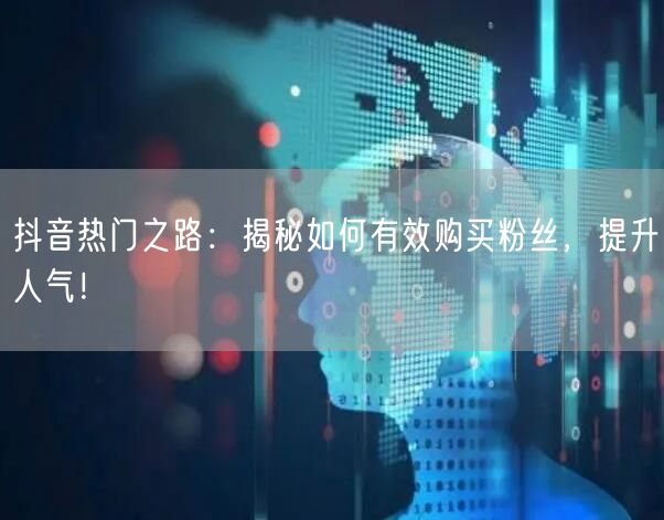 抖音热门之路：揭秘如何有效购买粉丝，提升人气！