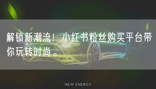 解锁新潮流！小红书粉丝购买平台带你玩转时尚。