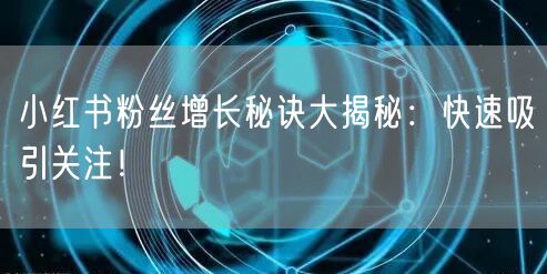 小红书粉丝增长秘诀大揭秘：快速吸引关注！