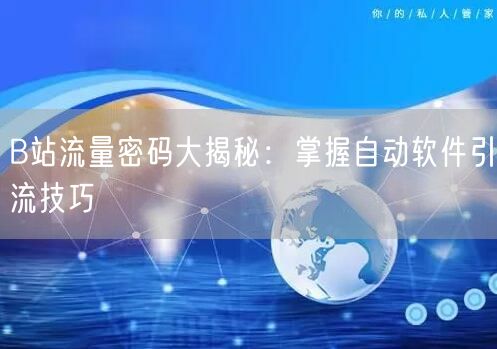 B站流量密码大揭秘：掌握自动软件引流技巧