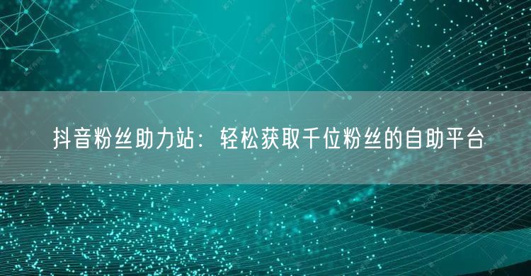 抖音粉丝助力站：轻松获取千位粉丝的自助平台
