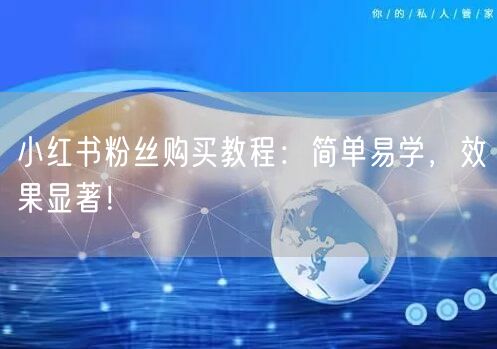 小红书粉丝购买教程：简单易学，效果显著！