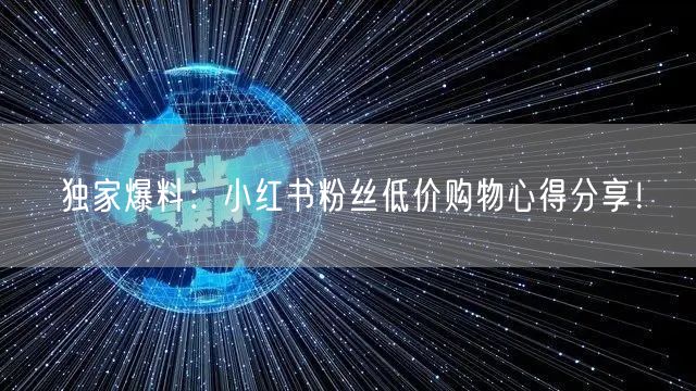 独家爆料：小红书粉丝低价购物心得分享！