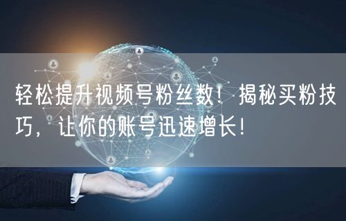 轻松提升视频号粉丝数！揭秘买粉技巧，让你的账号迅速增长！