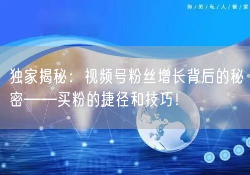 独家揭秘：视频号粉丝增长背后的秘密——买粉的捷径和技巧！