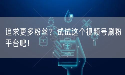 追求更多粉丝？试试这个视频号刷粉平台吧！