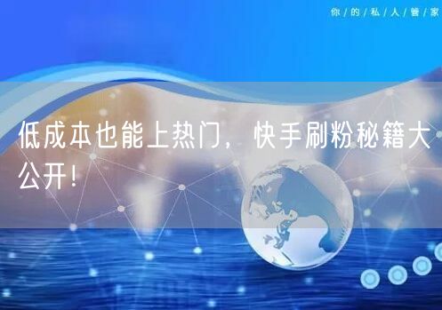 低成本也能上热门，快手刷粉秘籍大公开！