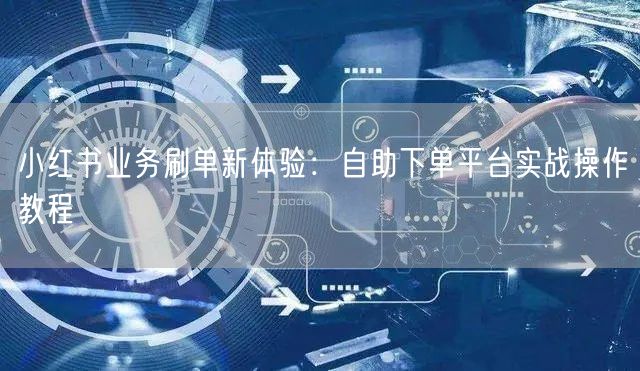 小红书业务刷单新体验：自助下单平台实战操作教程