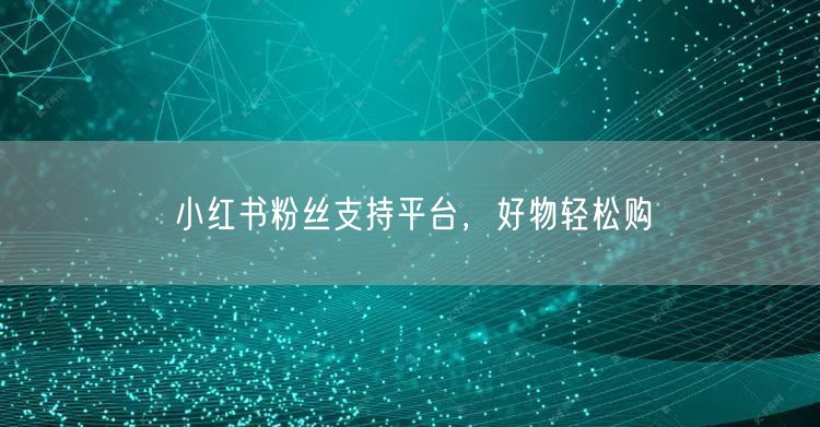 小红书粉丝支持平台，好物轻松购