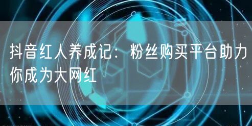 抖音红人养成记：粉丝购买平台助力你成为大网红