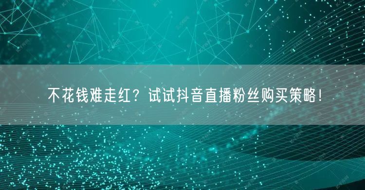不花钱难走红？试试抖音直播粉丝购买策略！