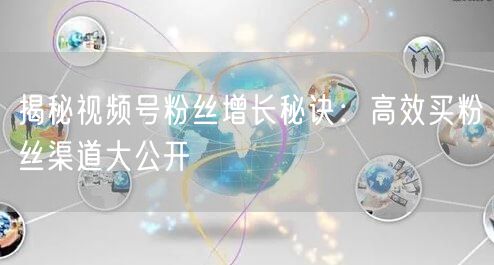 揭秘视频号粉丝增长秘诀：高效买粉丝渠道大公开