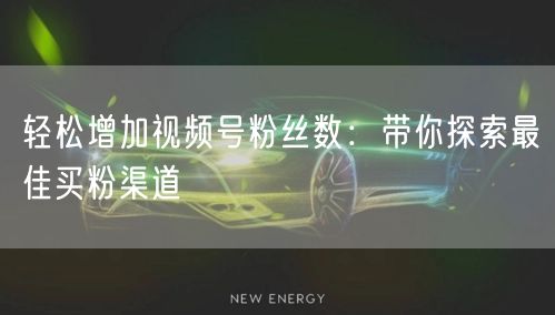 轻松增加视频号粉丝数：带你探索最佳买粉渠道