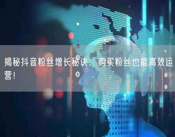 揭秘抖音粉丝增长秘诀，购买粉丝也能高效运营！