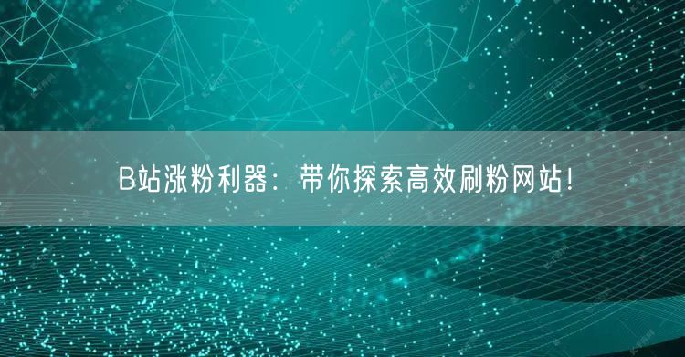 B站涨粉利器：带你探索高效刷粉网站！