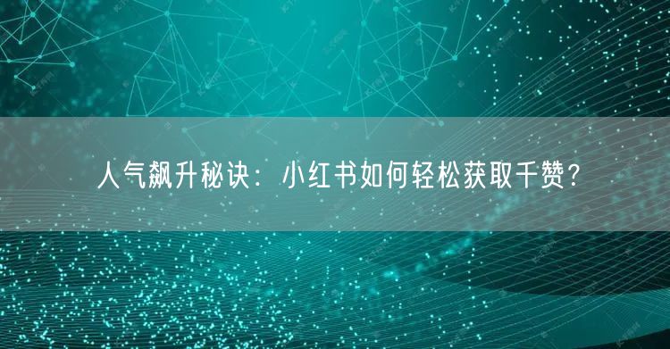 人气飙升秘诀：小红书如何轻松获取千赞？