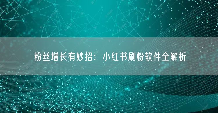 粉丝增长有妙招：小红书刷粉软件全解析