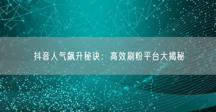 抖音人气飙升秘诀：高效刷粉平台大揭秘