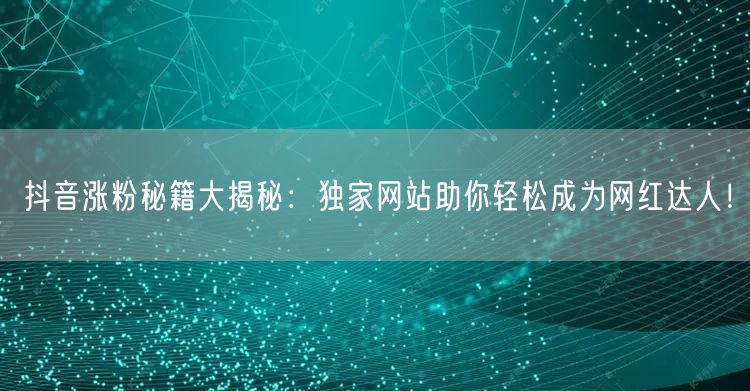 抖音涨粉秘籍大揭秘：独家网站助你轻松成为网红达人！