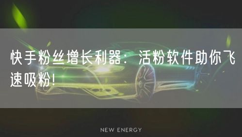 快手粉丝增长利器：活粉软件助你飞速吸粉!