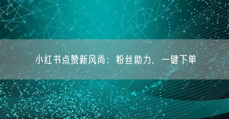 小红书点赞新风尚：粉丝助力，一键下单