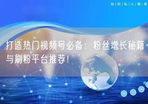 打造热门视频号必备：粉丝增长秘籍与刷粉平台推荐！