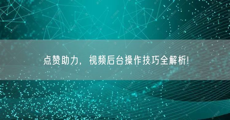 点赞助力，视频后台操作技巧全解析!