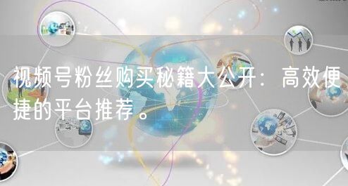 视频号粉丝购买秘籍大公开：高效便捷的平台推荐。