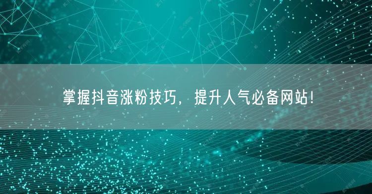 掌握抖音涨粉技巧，提升人气必备网站！
