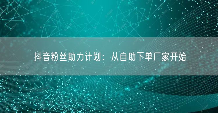 抖音粉丝助力计划：从自助下单厂家开始