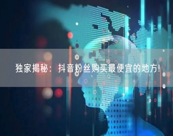 独家揭秘：抖音粉丝购买最便宜的地方!