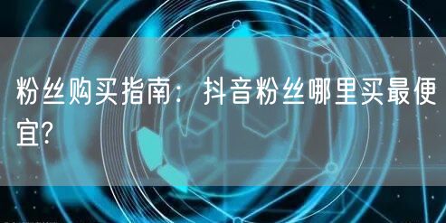 粉丝购买指南：抖音粉丝哪里买最便宜?