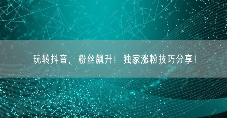 玩转抖音，粉丝飙升！独家涨粉技巧分享！