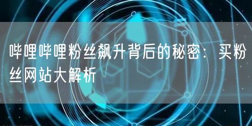 哔哩哔哩粉丝飙升背后的秘密：买粉丝网站大解析