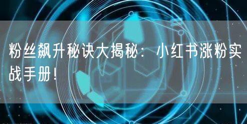 粉丝飙升秘诀大揭秘：小红书涨粉实战手册！
