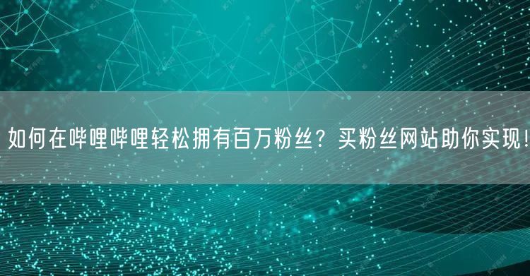 如何在哔哩哔哩轻松拥有百万粉丝？买粉丝网站助你实现！
