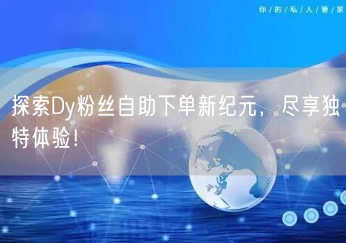 探索Dy粉丝自助下单新纪元，尽享独特体验！