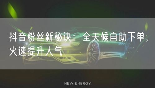抖音粉丝新秘诀：全天候自助下单，火速提升人气