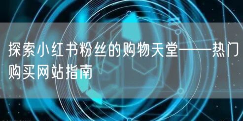 探索小红书粉丝的购物天堂——热门购买网站指南