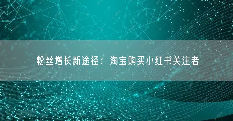 粉丝增长新途径：淘宝购买小红书关注者
