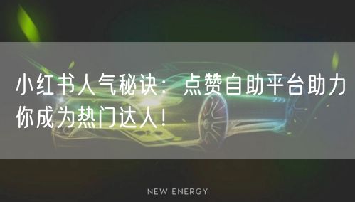 小红书人气秘诀：点赞自助平台助力你成为热门达人！
