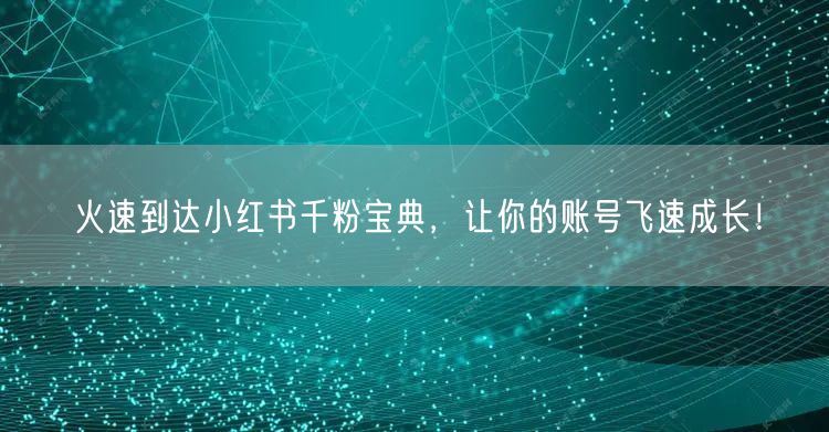 火速到达小红书千粉宝典，让你的账号飞速成长！