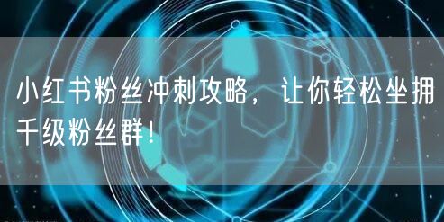 小红书粉丝冲刺攻略，让你轻松坐拥千级粉丝群！