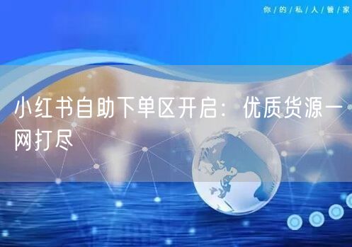 小红书自助下单区开启：优质货源一网打尽