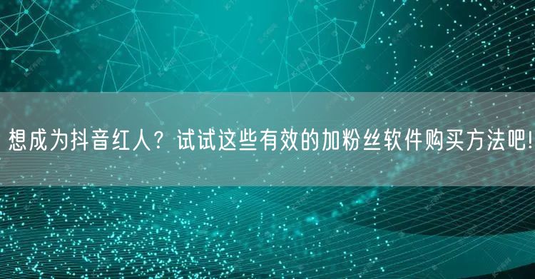 想成为抖音红人？试试这些有效的加粉丝软件购买方法吧!